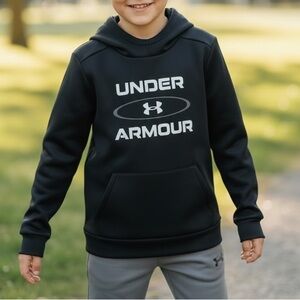 Under Armour Black Hoodie with White Logo - Boys